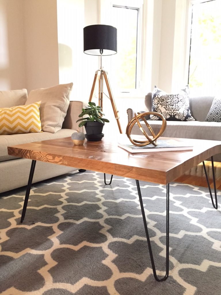 butcher block hairpin leg coffee table