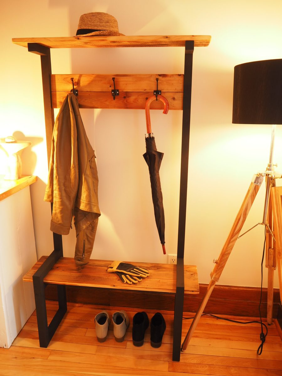 Industrial Coat Rack Bench Hall tree DIY Montreal