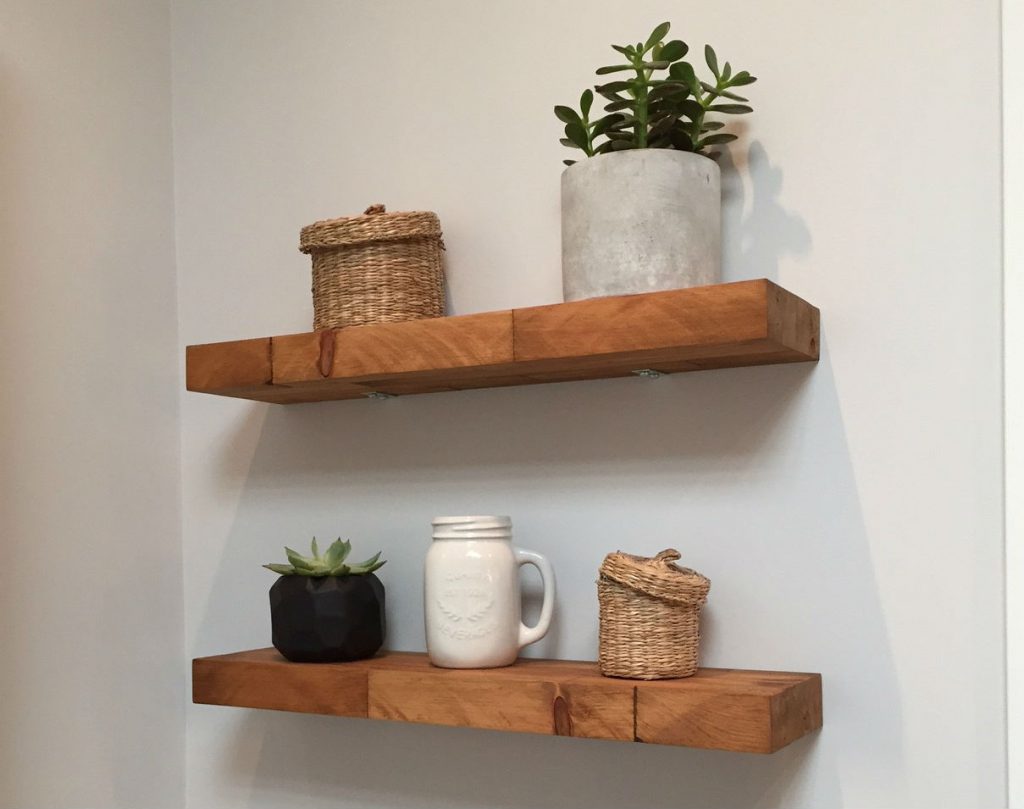 wood floating shelf