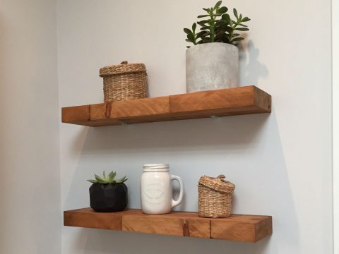 wood floating shelf