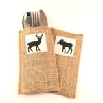 Copper pipe table lamp Burlap utensil holder