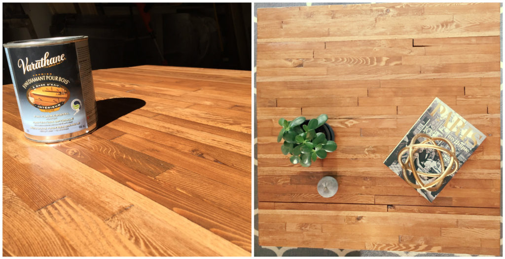 butcher block hairpin leg coffee table