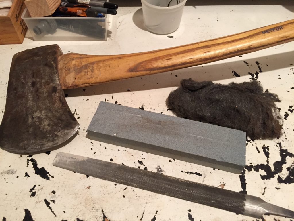 sharpen dull old axe