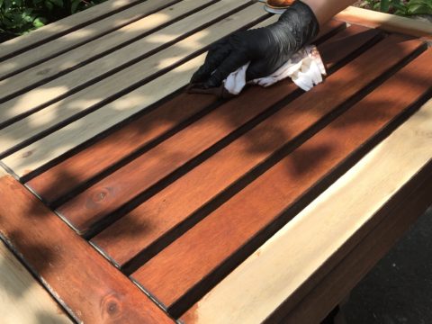 refinish Ikea applaro wood patio furniture