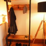 Industrial Coat rack bench hall tree
