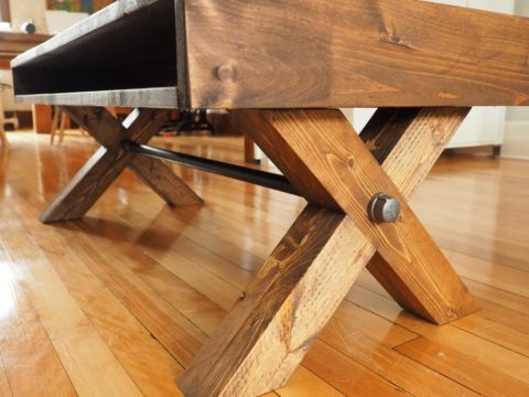 Farmhouse industrial coffee table X legs steel pipe