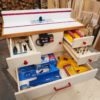 Router cabinet - storage drawers for router bits, featherboards, wrenches and jigs