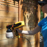 Bathroom Sink Plumbing Installation Spray stain on fence with Flexio sprayer