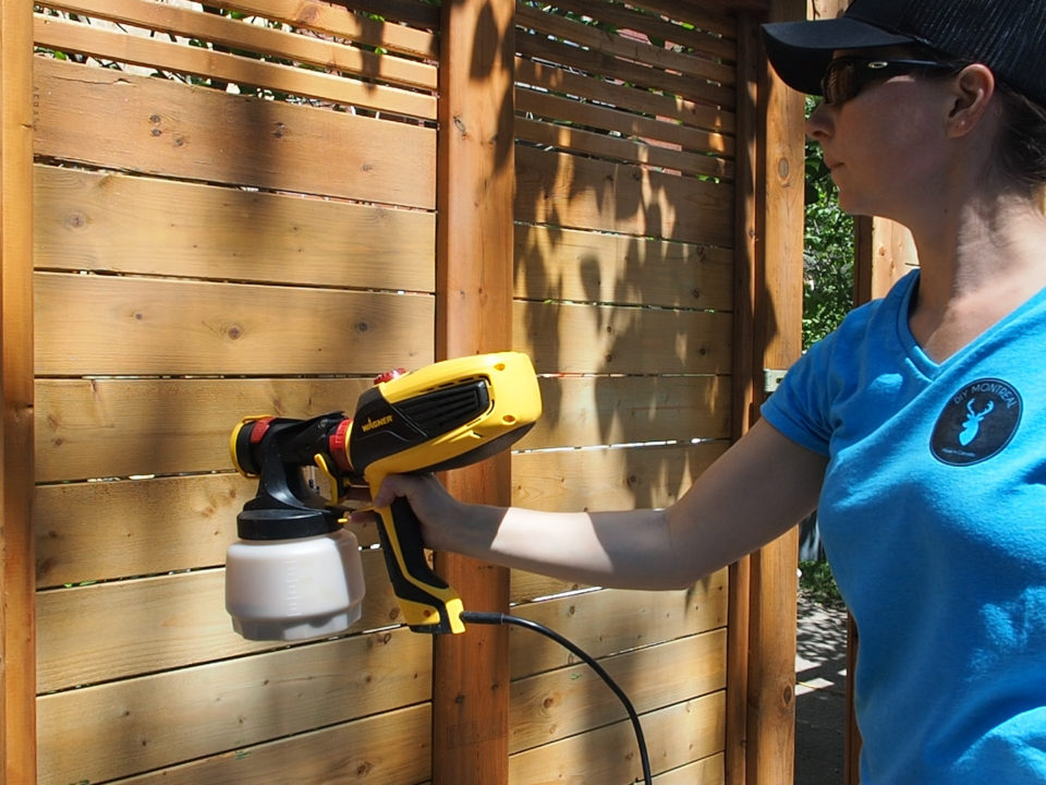 Staining a fence with a sprayer DIY Montreal