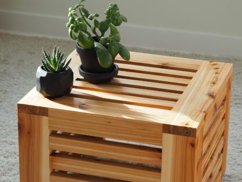 Outdoor side table built using dowels