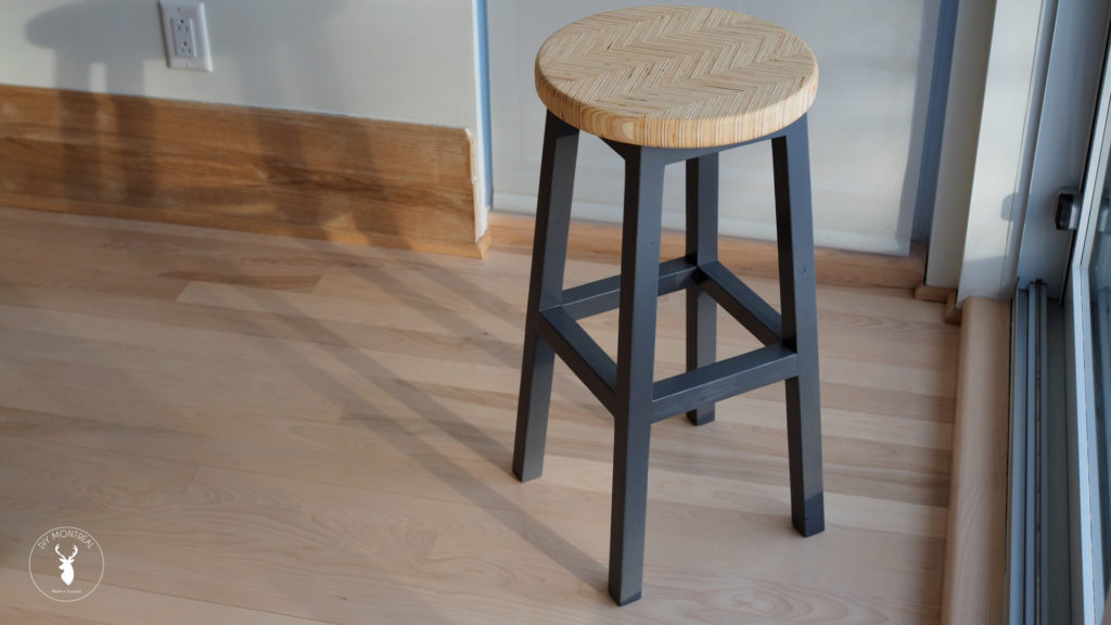 Build a bar stool with a chevron plywood seat | DIY Montreal