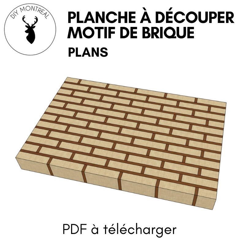 Planche à découper à grain de bout à motif de brique Plans de